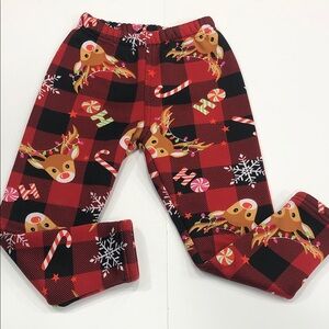Just Cozy Girls Fleece-Lined Leggings - Size 5/6 - Red & Black Plaid